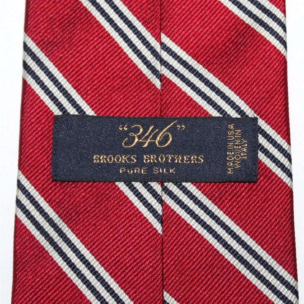 Brooks Brothers 346 Necktie Burgundy Red stripes Pure Silk Italy